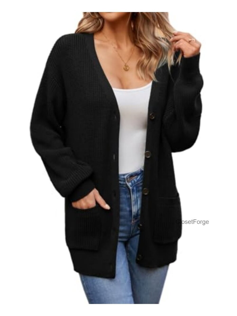 100% Cotton Oversized Cardigan Sweater with Pockets